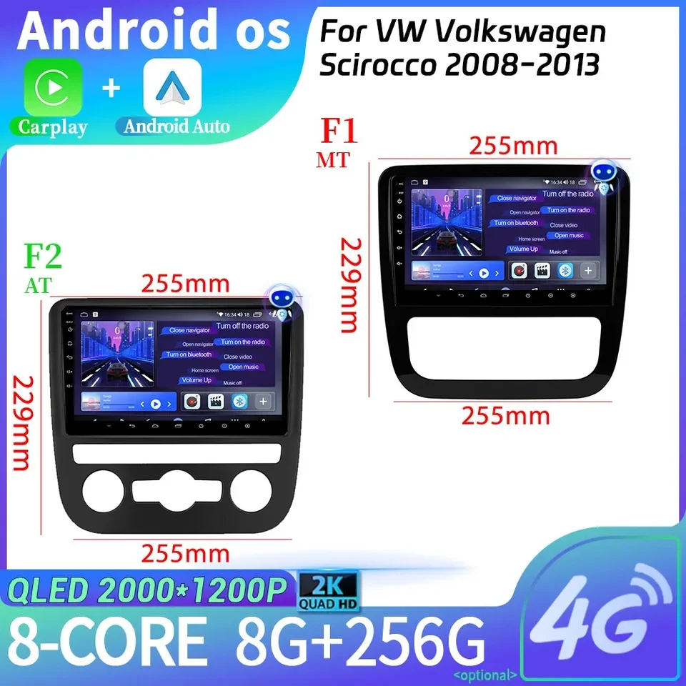 Rádio multimediálne navigácia Android 14 pre VW Volkswagen Scirocco 2008-2013 4G 2cin WiFi Stereo Head Unit Screen