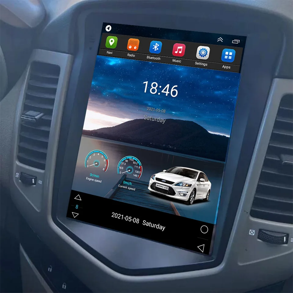 Rádio pre Android Car pre Chevrolet Cruze 2009-2014 Tesla v štýle CarPlay Anadroid Auto 2 DIN Stereo Car Multimedia DVD GPS navigácia