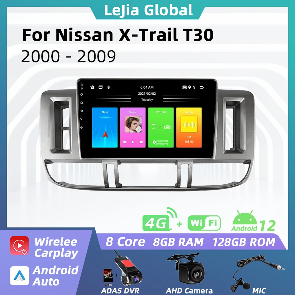 Rádio pre Android Car pre Nissan X Trail X -Trail 1 T30 2000 - 2009 2 DIN Multimedia FM RDS WiFi GPS navigačné stereofónne auto Carplay Auto