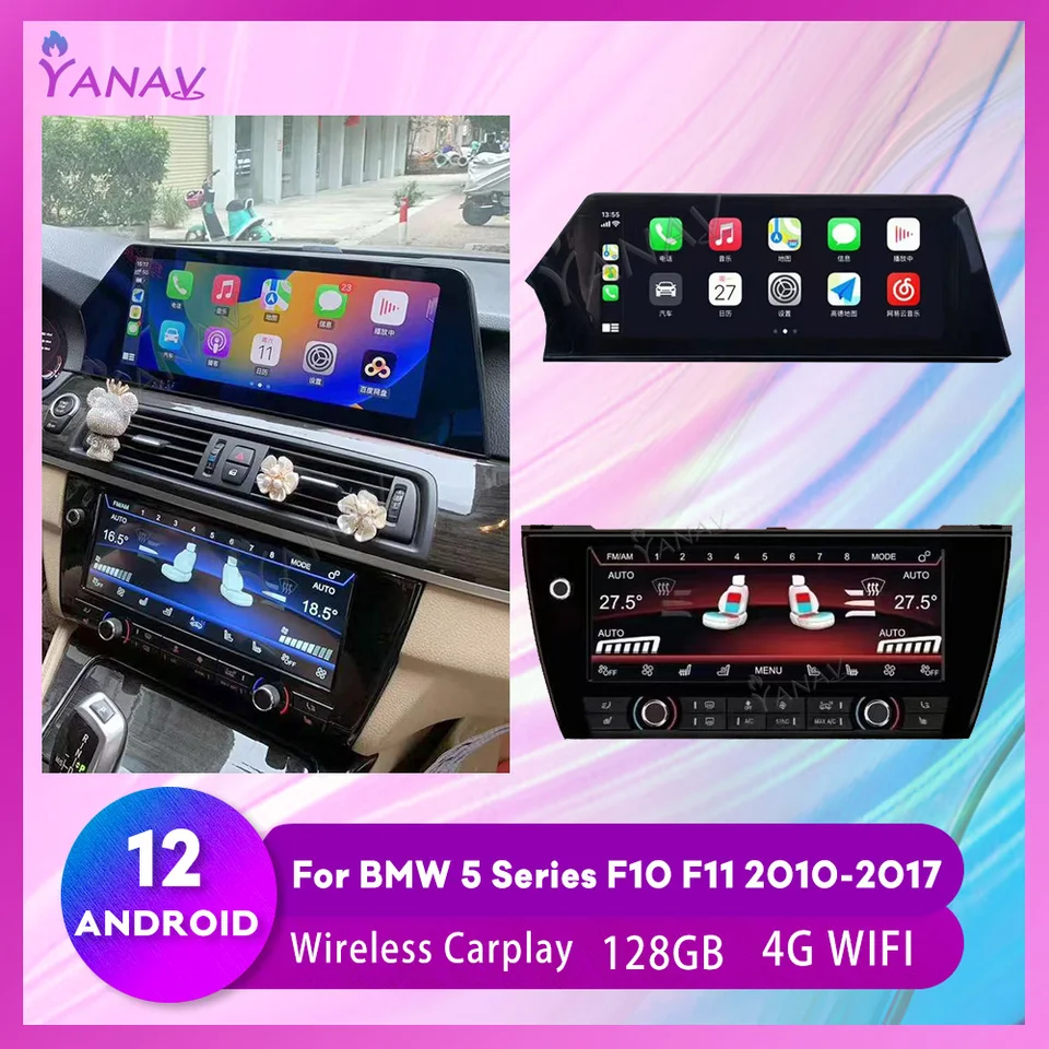 Rádio pre auto pre BMW 5 Series F10 F11 2010-2017 Android 12 GPS Multimedia Player Digital Cluster Air Control Wireless CarPlay Unit