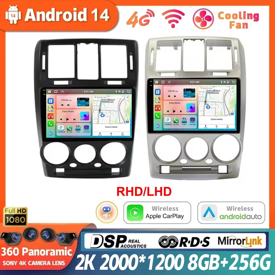 Rádio pre auto pre Hyundai Getz 2002 - 2011 LHD Android 14 Car Stereo Multimedia GPS Navi CarPlay Auto QLED 2000*1200 Hlavná jednotka