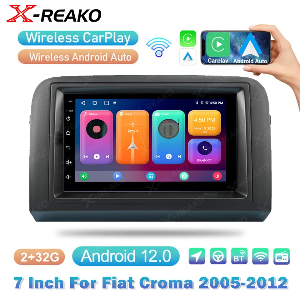 Rádio X -Reako Car Radio 2Din Android Stereo pre Fiat Croma 2005 - 2012 Multimediálny hráč Navi Hlavná jednotka Autoradio CarPlay Android Auto Auto