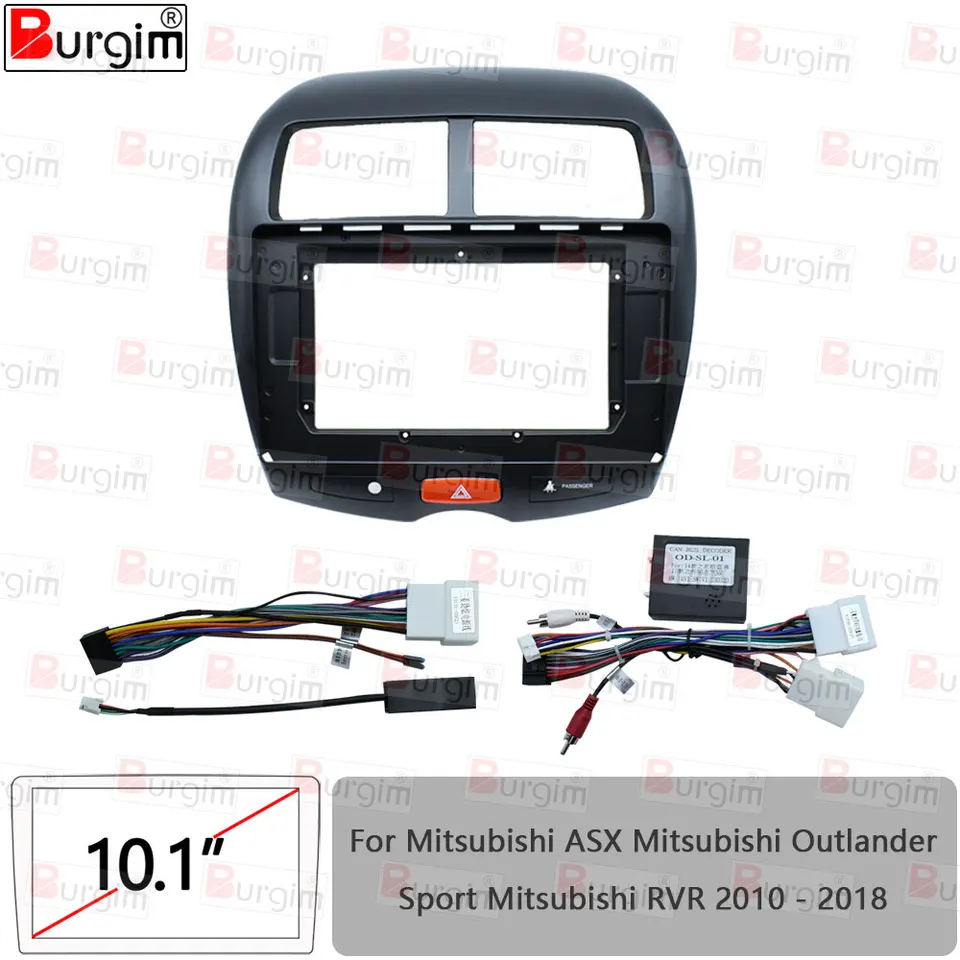 Rádiový fasciálny rámec pre Mitsubishi ASX RVR Outlander Sport 2010-2018 10-palcový stereofónny postrojový postroj Power kábel adaptér Canbus