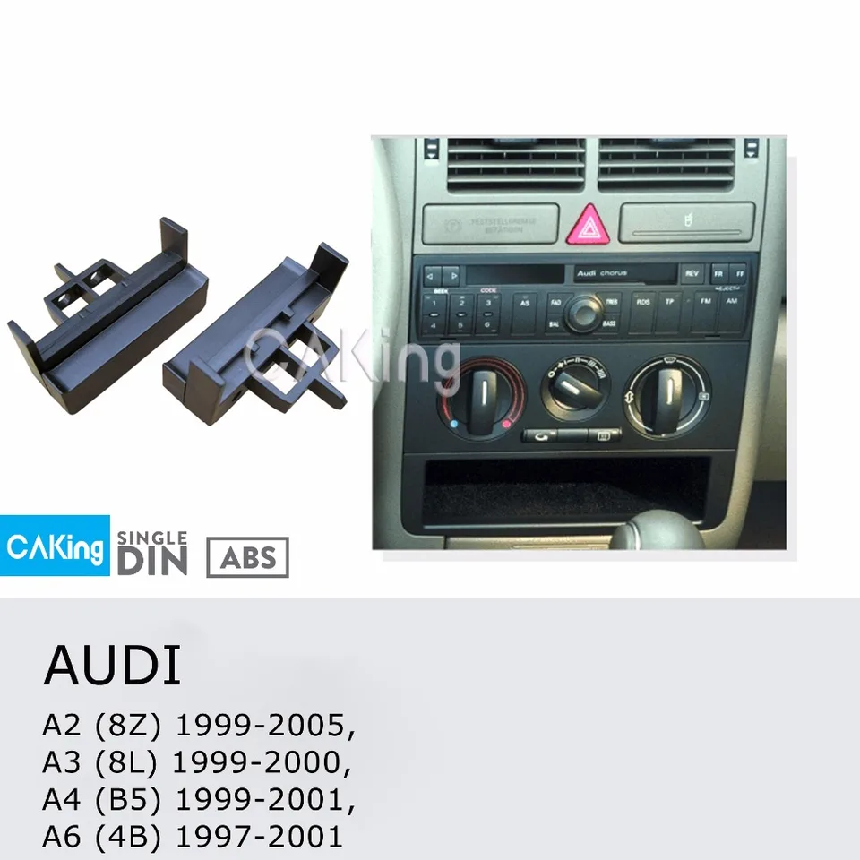 Rádiový panel s jedným dinom Fascia pre Audi A4 (B5) 1999-2001; A6 (4B) 1997-2001 Dash Kit Instant FACIA PLAČ