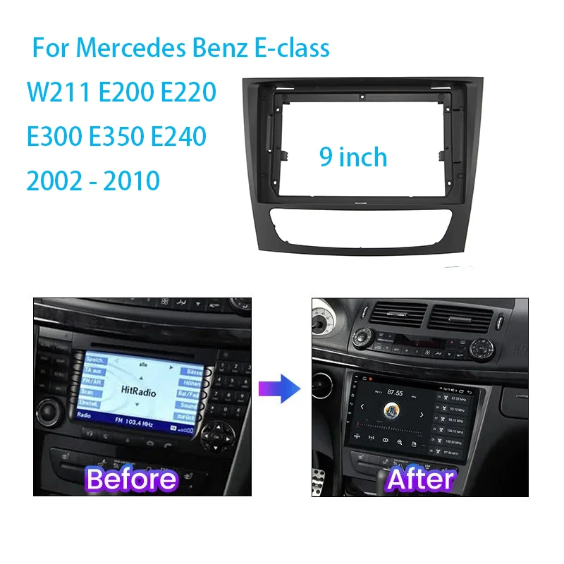 Rádiový plastový fascia panelový rám pre Mercedes Benz E Class W211 E200 E220 E300 E350 E240 2002 - 2010