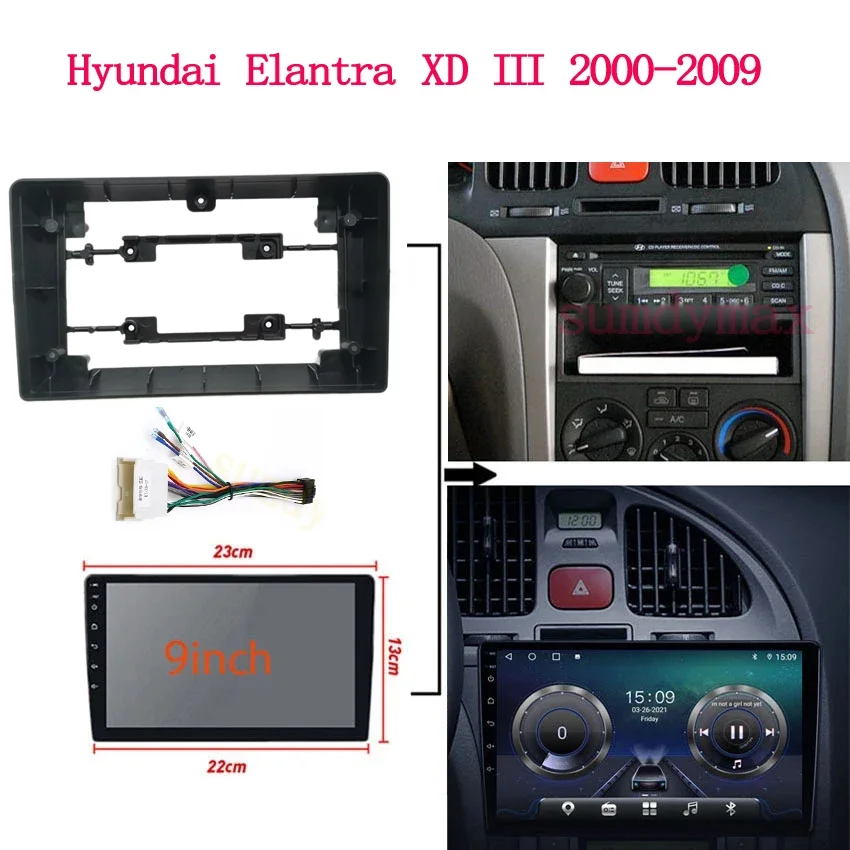 Rádiový rádio Fascia Rádio 9 palcov pre Rádio Fascia pre Hyundai Elantra XD III 2000-2009 Big Screen Car Radio Dash