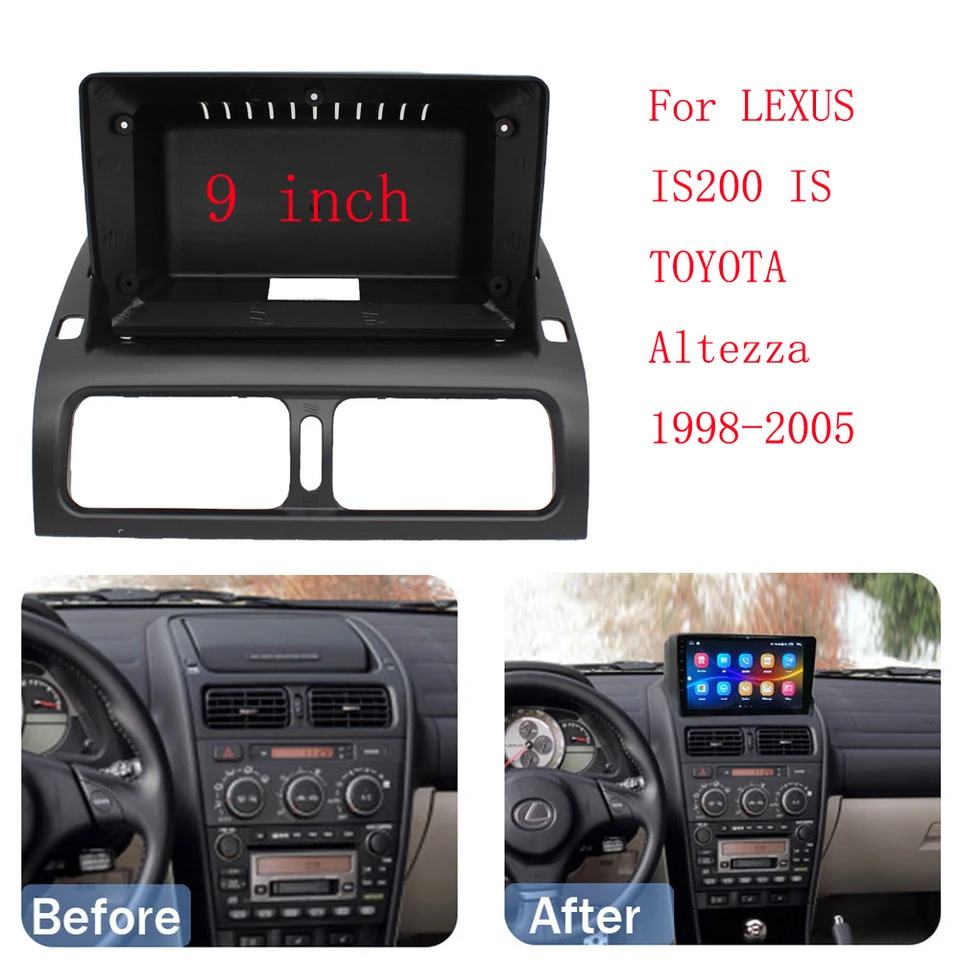 Rádiový rádiový rádiový rádiový rám s 9 palcami 2 pre Lexus IS200 Toyota Altezza 1999-2005 Android Radio Audio Dash