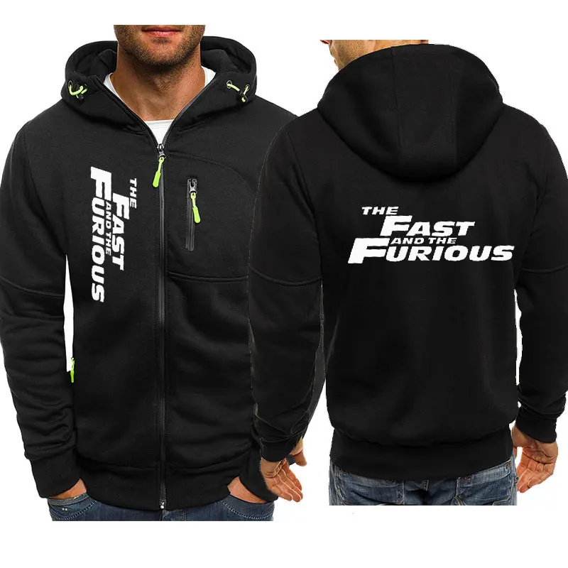 Rýchle a zúrivé kapucňa bunda móda móda New Man's Hoodied Comfort Zipper Príležitostné mikiny fleece mikina