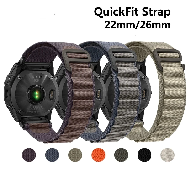 Rýchle fit 22 mm 26 mm nylonový popruh pre Garmin Fenix ​​7x 7 Pro Fenix ​​6x 6 5x 5 Plus Tactix 7 Forerunner 935 945 ENDURO 1 2 hod.