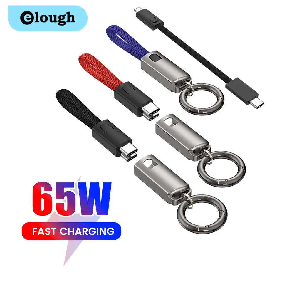 Rýchle nabíjanie Typ C Typ C Keychain 65 W PD pre iPhone 15 Xiaomi Samsung Type C do iOS prenosný dátový kábel Keycha