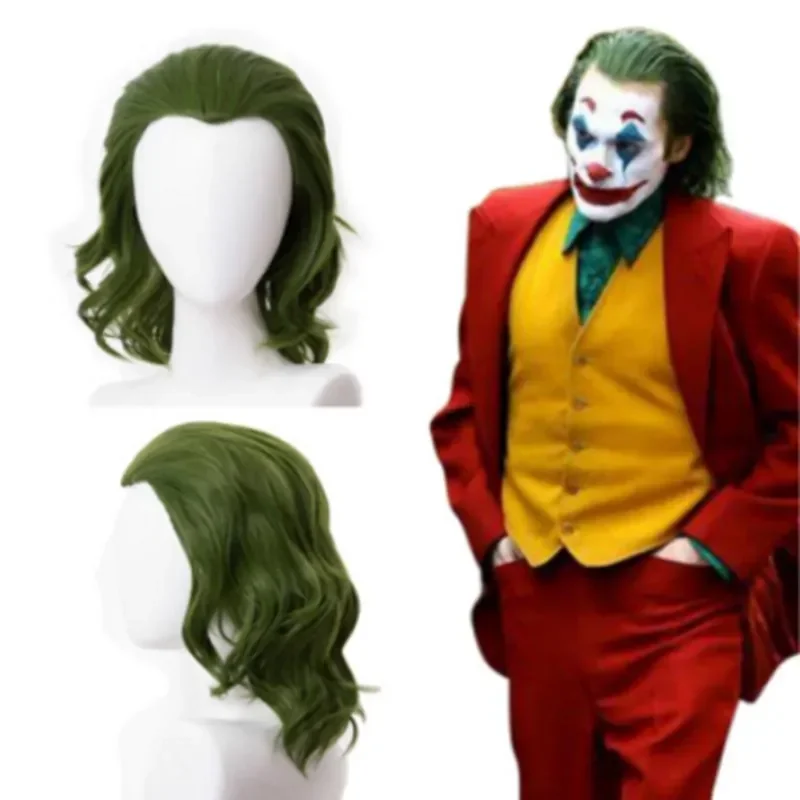 Rýchle preprava Joker Cosplay parochňa Arthur fleck Joker parochňa kučeravá zelená syntetická horor strašidelný klaun klauna cosplay prop party ľudské vlasy