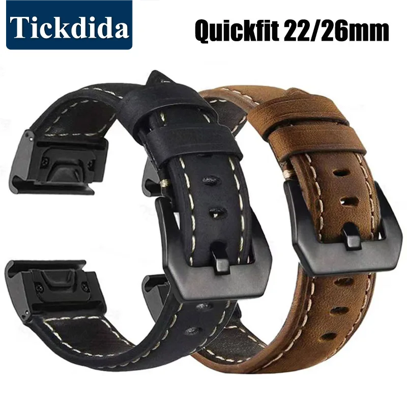 Rýchle remienok pre Garmin Tactix 7 AMOLED FENIX 5X PLUS 6X PRO 8 7X 8X PRO FORERUNNER 965 955 Originálny kožený remienok S60