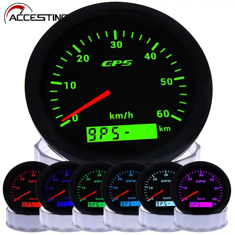 Rýchlomer GPS 85 mm pre motocyklovú námornú loď 7 farebné podsvietenie 30 ~ 200 km/h