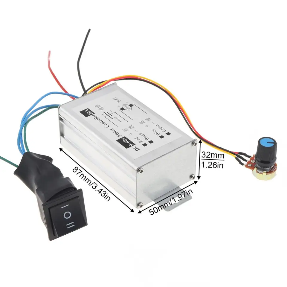 Rýchlosť rýchlosti jednosmerného motora 1200W 20A PWM OVERÁTOROVÝ OVER OVLÁDAČ