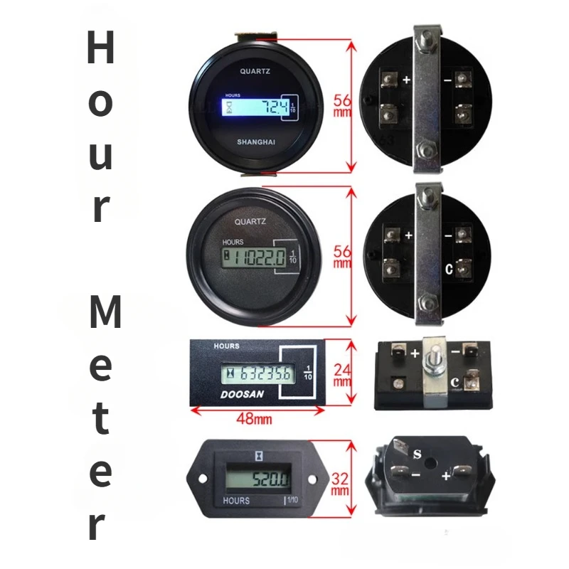 Rýpadlo pre doosan pre kobelco pre xcmg pre liugongový hour meter generovač časovač dieselový benzínový benzínový benzínový motor