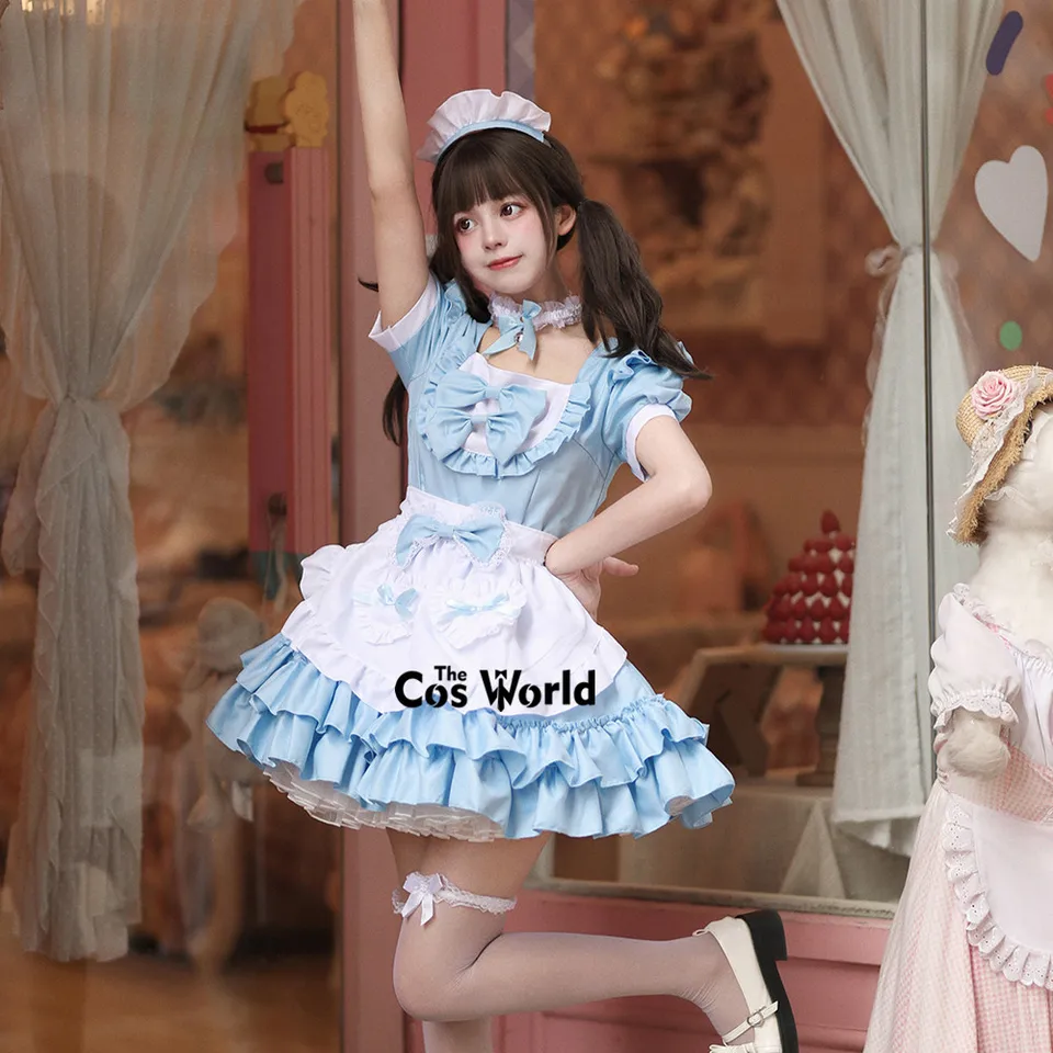 S-5XL japonský akihabara lolita krém zlatíčko Maidservant zástera slúžková reštaurácia šaty uniforma outfits anime cosplay kostým