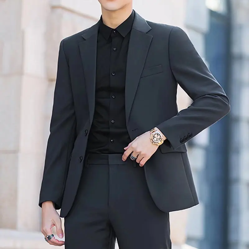 S-6XL Pánske obchodné obchodné sako Korean Kórejský trend Slim Fit Solid Color Suck Jacket Elegantné luxusné blazers single top groom svadba