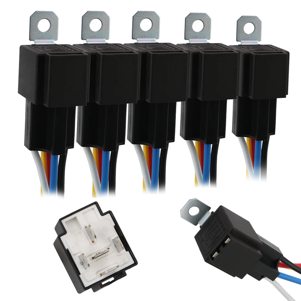 S drôtovými poistnými príslušenstvom automobilov 5ks/set 5 PIN SPST Automotive Electrical Relays Relé spínač Set 30A Blade Poist
