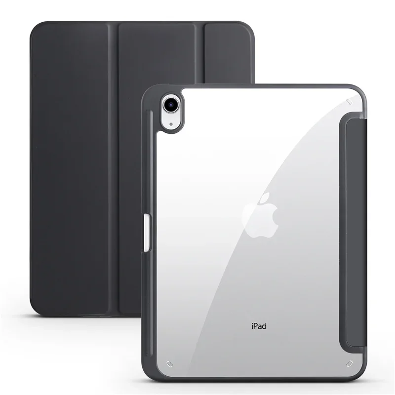 S držiteľom pera Trifold Acryl Clear chrbát Tvrdé krytie pre prípad iPad 10. gen pre prípad iPad 10.2 9.7 Pro 11 iPad 10 9 8 7 6 Prípad