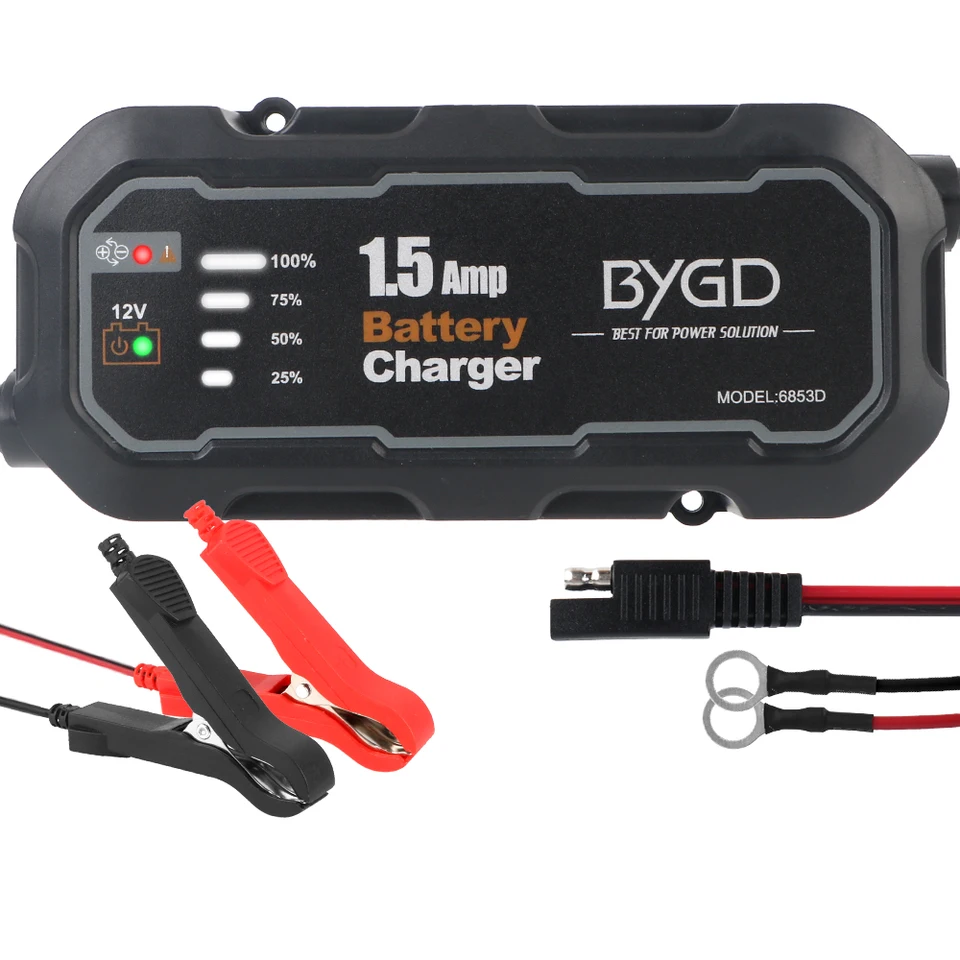 S LED Automatickým inteligentným motocyklom nabíjačky batérií 12 V 1500MA pre automatickú nabíjačku s batériou ATV/ATV/lode