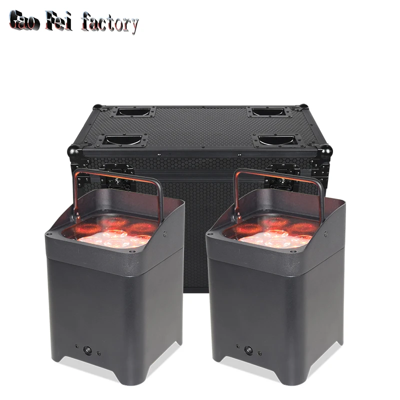 S letovým puzdrom 2ks LED batéria par 6x18w svetlá RGBWA+UV DMX512 Strobe pre DJ Party Disco Christmas Vianoce