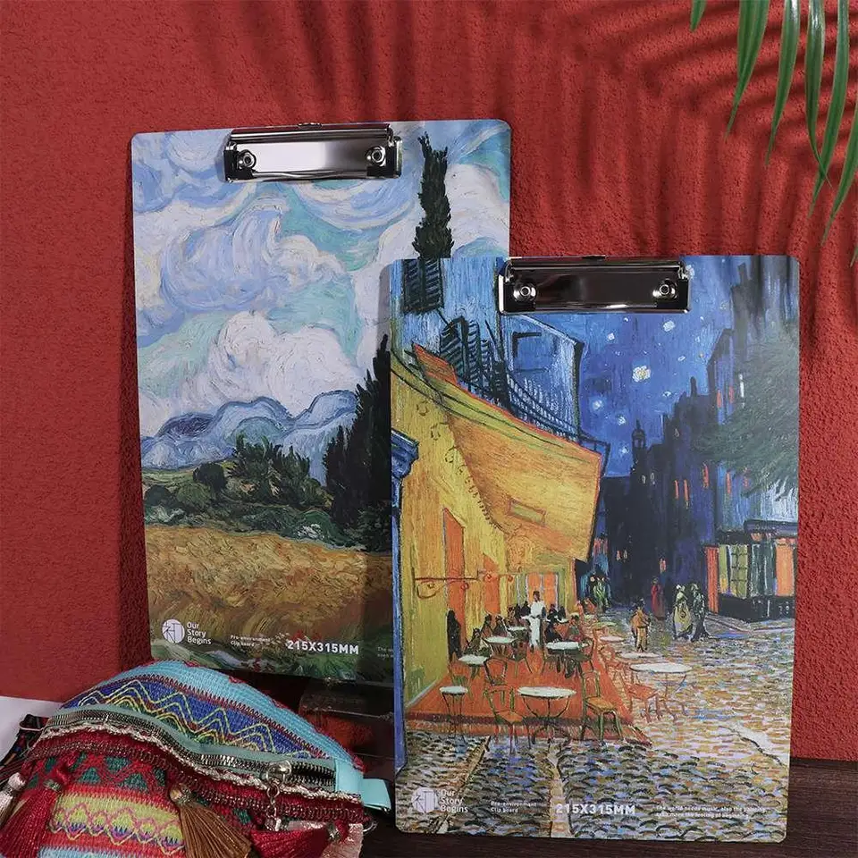 S nízkym profilom Zlatý klip A4 Zložka súborov van gogh olejomaľba písací list podložka na papierové organizátor Písanie tabletových dokumentov Priečinok dokumentu