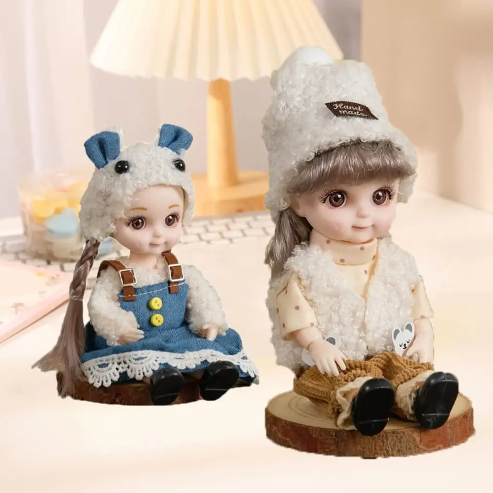 S odevmi BJD Dolls s oblečením Movlé kĺby 3D oči Simulované očné závesy Doll Doll oblečte roztomilé odnímateľné kĺby bábiky