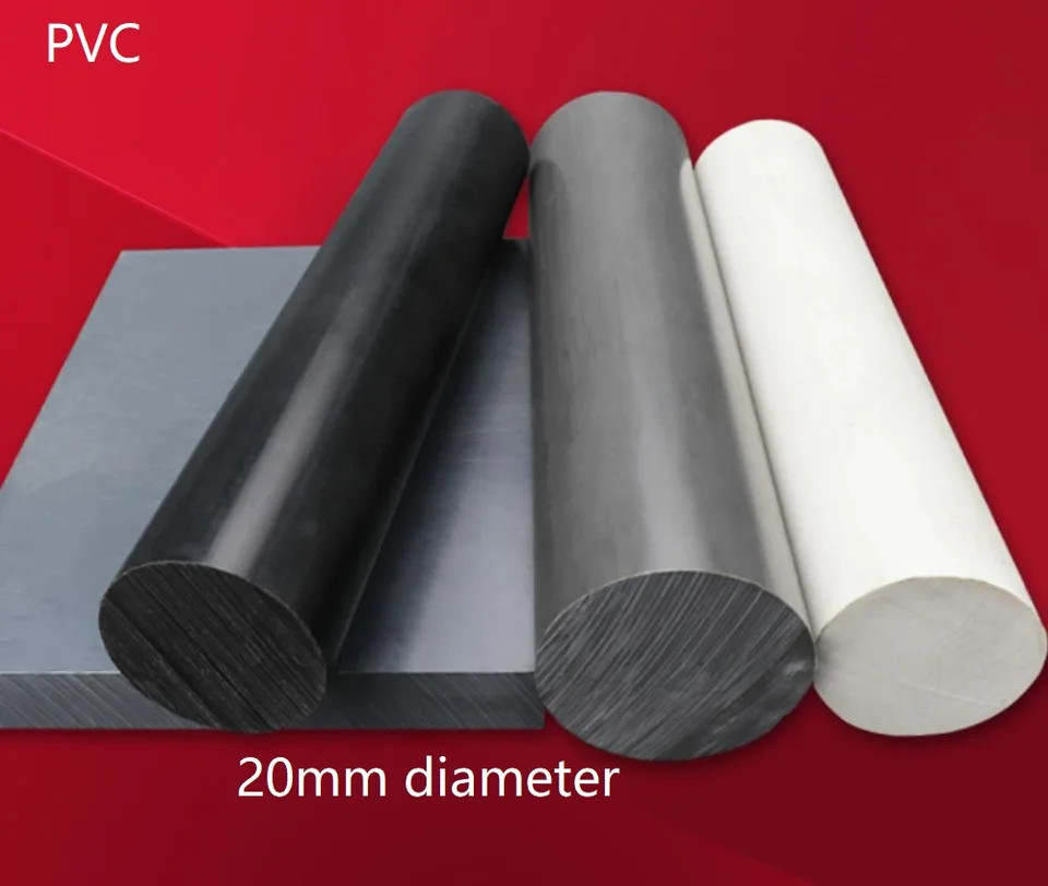 S priemerom 20 mm čierna biela šedá PVC tyč PVC Plastová tyčinka Polyvinylchloridová guľatá kyselina a odolná voči alkálii