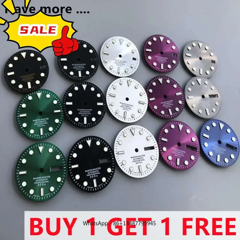 S-watch Dial Face Vložte diely pre hodinky NH35 Automatický mechanický pohyb pre hodinky Green Lume Marine Master