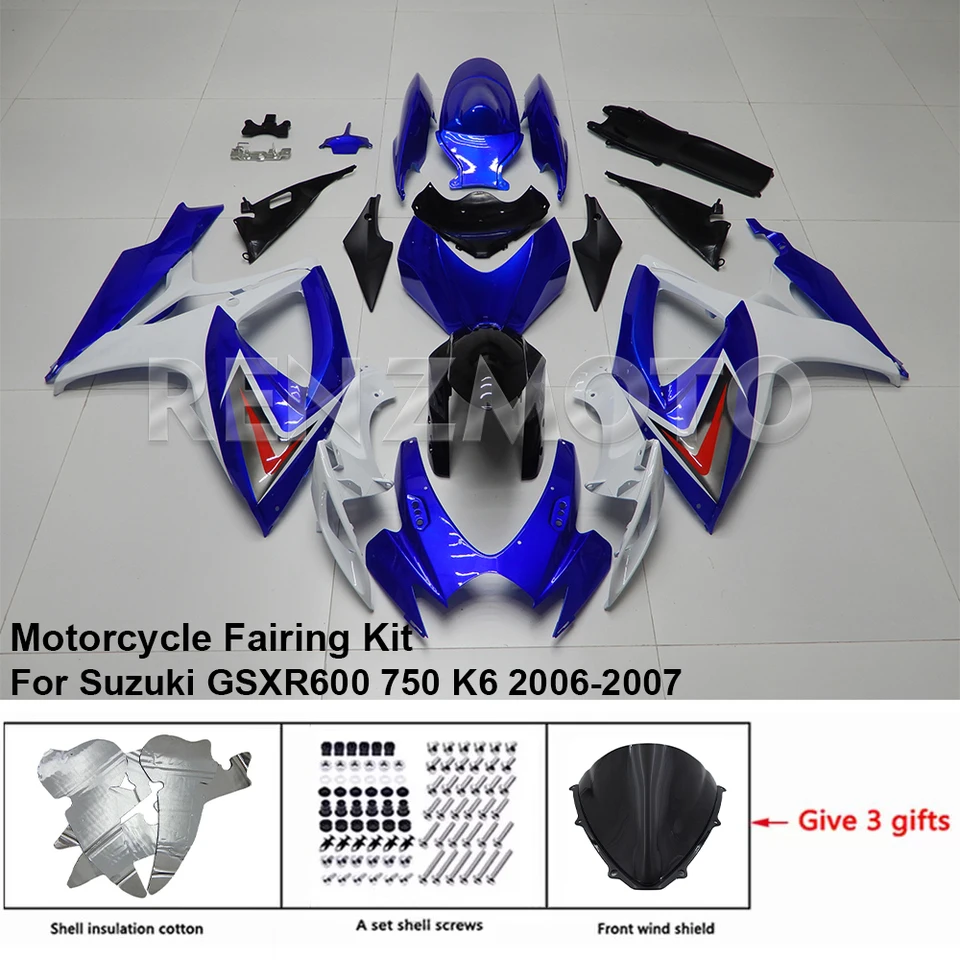 S0606-108A Motocyklová kapotážová súprava Body Kit Plastic pre Suzuki GSX-R600 R750 2006-2007 K6 K7 Príslušenstvo Abs Ab
