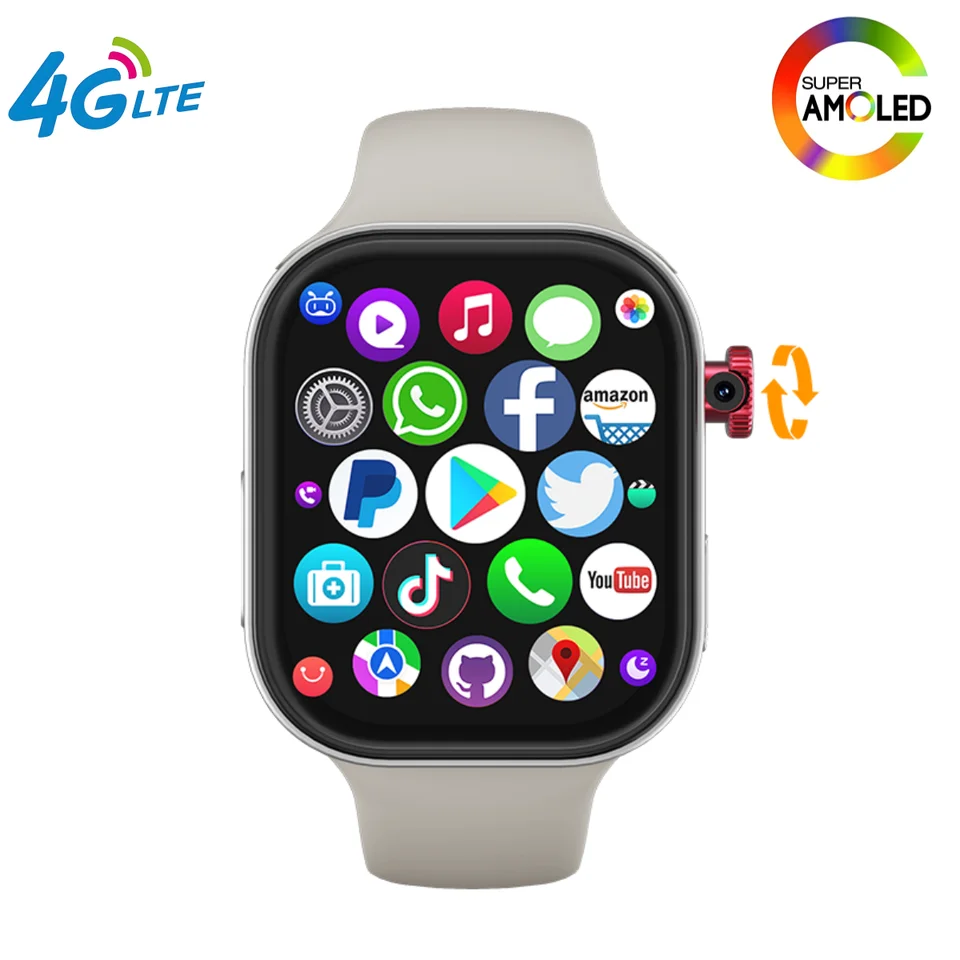 S10 Max SmartWatch 4G Android 10.0 Cellulárna verzia Watch 2.29 '' Amoled Screen 180 ° Teleskopický fotoaparát Compas WiFi Smart Watch