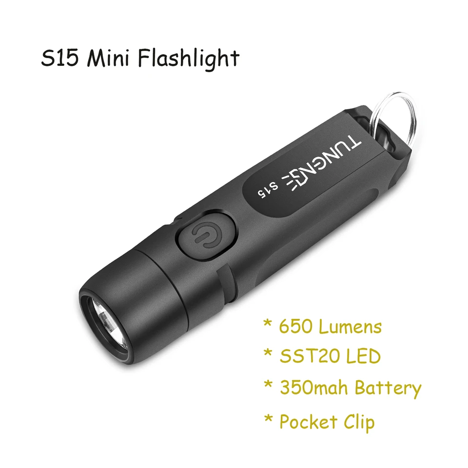 S15 Mini baterka Keychain Torch 650 lúmeny extrémne vysoký jas IP66 W/P Type-C Rýchle nabíjanie nástroja