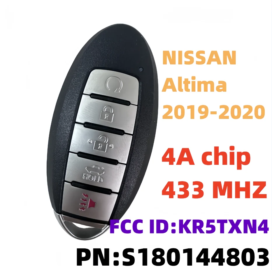 S180144803 pre Nissan Altima Sentra Versa 2019 2020 2021 2022 Smart Remote Key FOB 5 Button KR5TXN4 433MHz 4A Chip