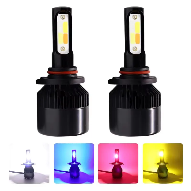 S2 4Color Strobe Svetlo auta LED LED Canbus H7 H4 H11 9005 9006 FOG LAMP BLACKÁ LED svetlomety žiarovky Turbo Motocykel svetlomet
