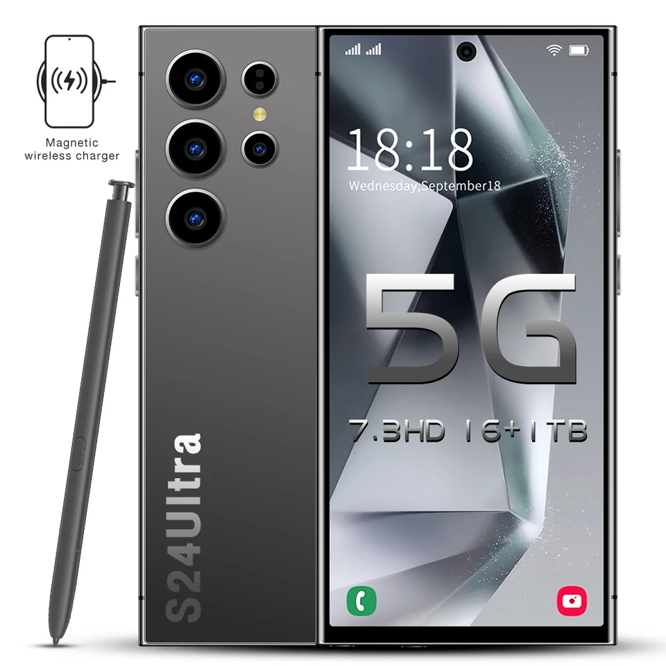 S25 S24 Ultra nový smartphone 5G 7.3 '' s vysokým rozlíšením Android 14 Snapdragon 8Gen3 10Core Dual SIM Phone 7800 mAh odomykací telefón