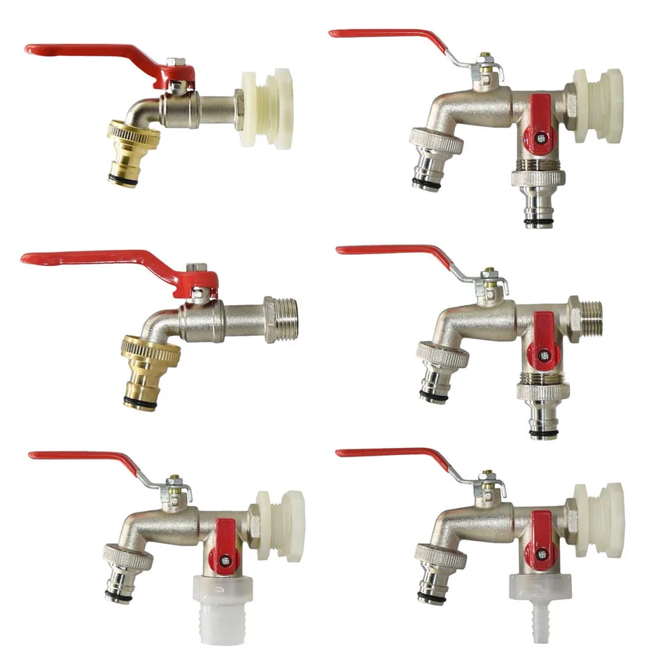 S60 hrubé vlákno IBC Tank Tap Connecter x 16 mm 1/2 '' 3/4 '' vodný spojovací adaptér záhradný výmena ventilového ventilu Fitting Faucet Faucet