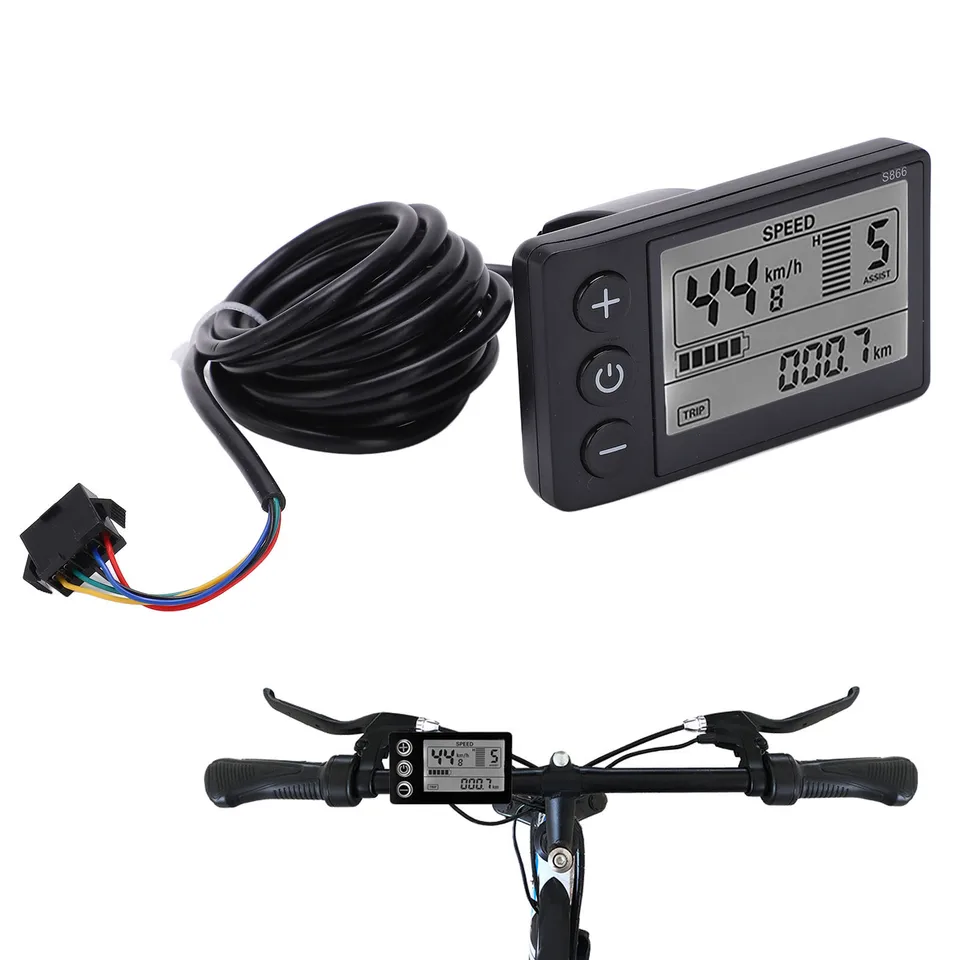 S866 Elektrický bicykel LCD displej s elektrickým bicyklom LCD Meter 24v 36v 48V Ovládací panel skútra s SM/nepremokavou zástrčkou
