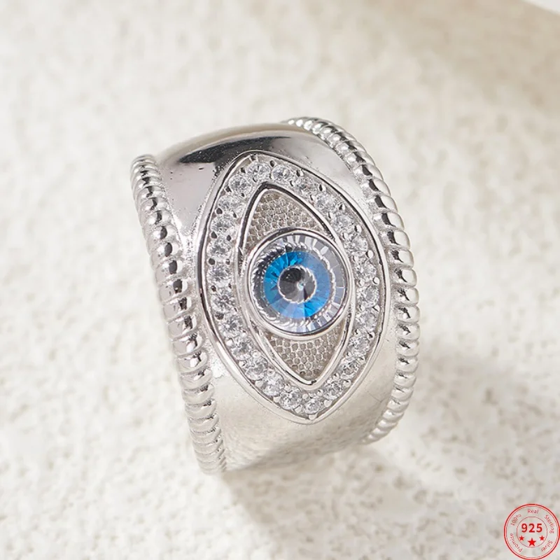 S925 Sterling Silver Charms Rings for Women Men Nová móda modrá