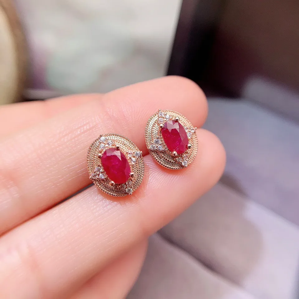 S925 Sterling Silver Natural Ruby Stud náušnice nosiť certifikát luxusné šperky dizajnér dámy narodeniny darček