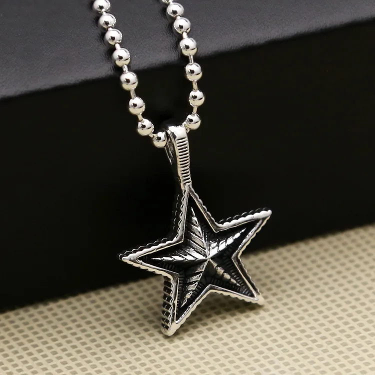 S925 Sterling Silver Punk Päťbodový prívesok pre dámske thajské striebro spárované s kórejským malým náhrdelníkom