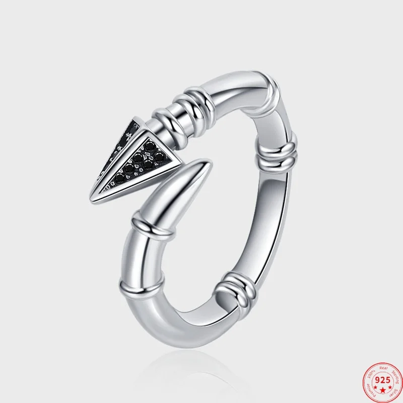 S925 Sterling Silver Rings for Women New Fashion Creative Retro Arrow Micro Inlay Zirkon Punk Jewelry Lover Girl's Darček