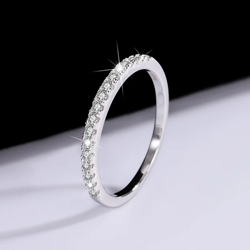 S925 Sterling strieborný single Ring Moissanit Ring Female Stohovanie jednoduchý Pinky prsteň pár prsteň Party Valentín Darček