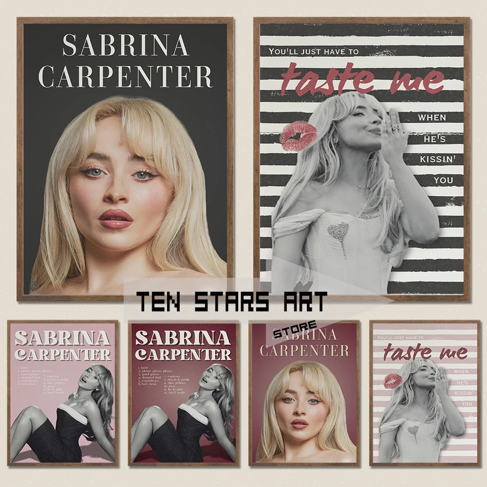 Sabrina Carpenter Short n Sweet Plaght Canvas výtlačky Sabrina Singer Wall Decor Decor Krátke n sladké fanúšikov
