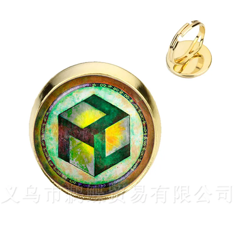 Sacred Geometry Antahkarana Symbol šperky nastaviteľný prsteň pre Wome Girls Čakra meditácia módne šperky darček