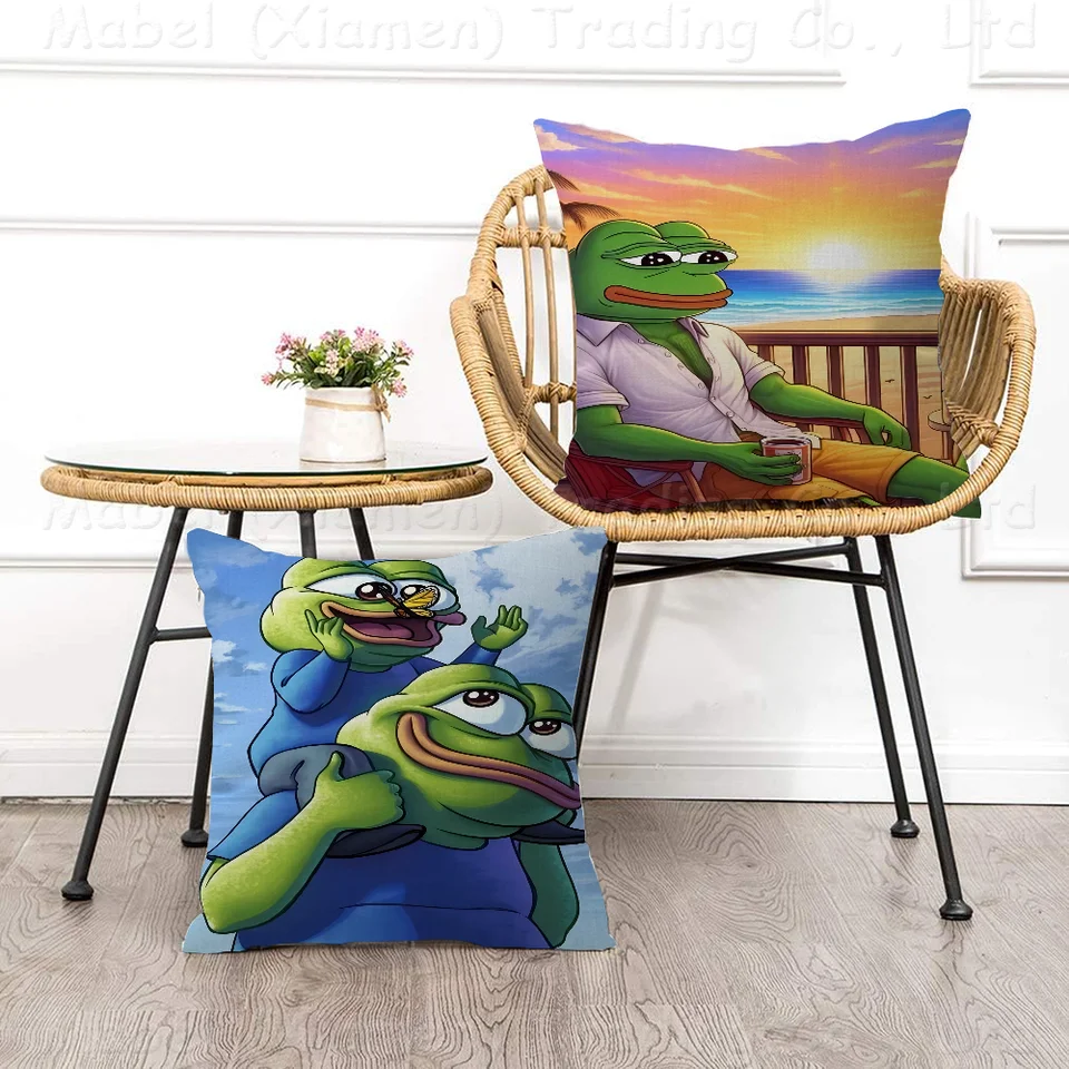 SAD FROG Pepe CUSHION CRUSHION CRACK AUTOMOBNÉ VILLO KANYA PRE SKORA VICORNÝ DARTE 40X40CM 45X45CM