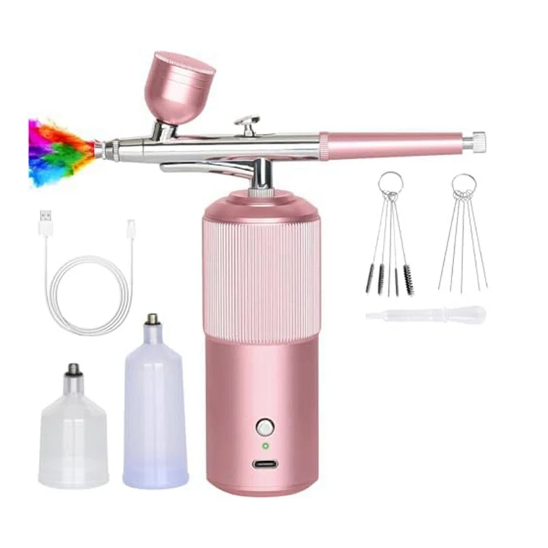 Sada airbrush - ručný airbrush Compresor bezdrôtový automatický kov pre nechty, kozmetika, zdobenie koláčov