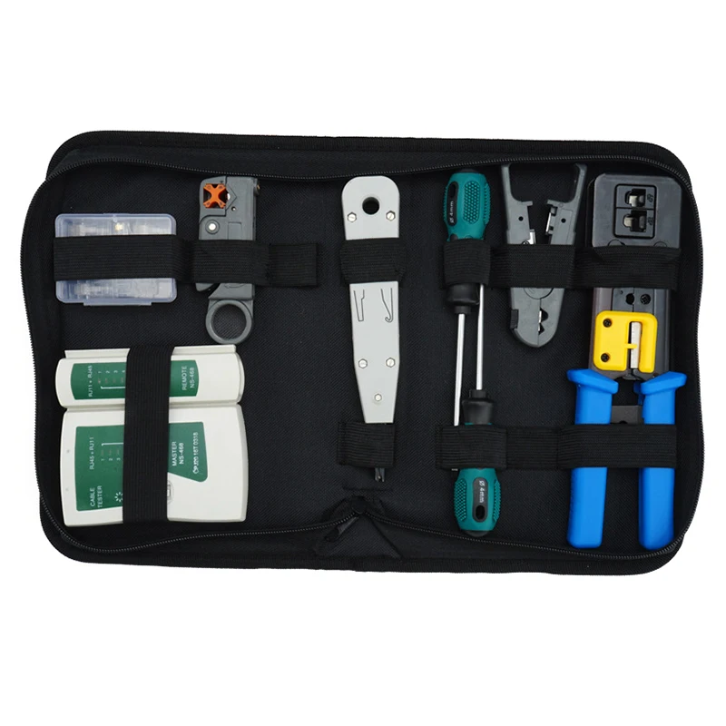Sada súpravy sieťových nástrojov, Crimp Tool RJ45, CAT5 CAT5 CAT6 TESTter CABLE OPRAVA DRIPRIKOVÝ NAPRAVA, RJ45 COAX Plug Crimping, RJ11 drôt D