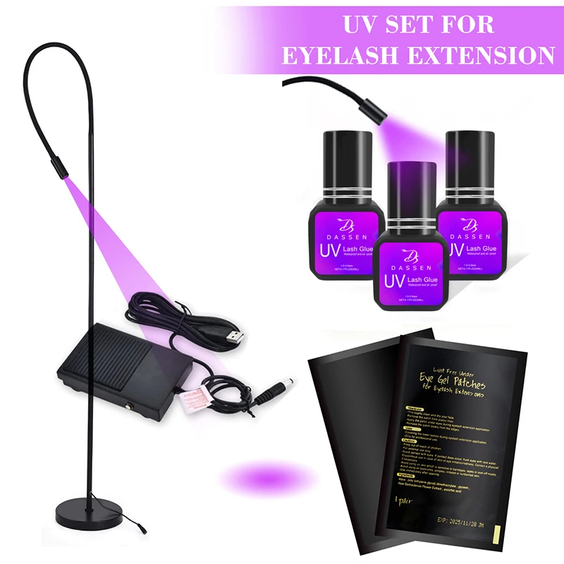 Sada UV lepidla Vysoko kvalitná profesionálna profesionálna rias lepidla ultrafialové svetlo LED 5 ml super silné pre náradie na predĺženie mike -up