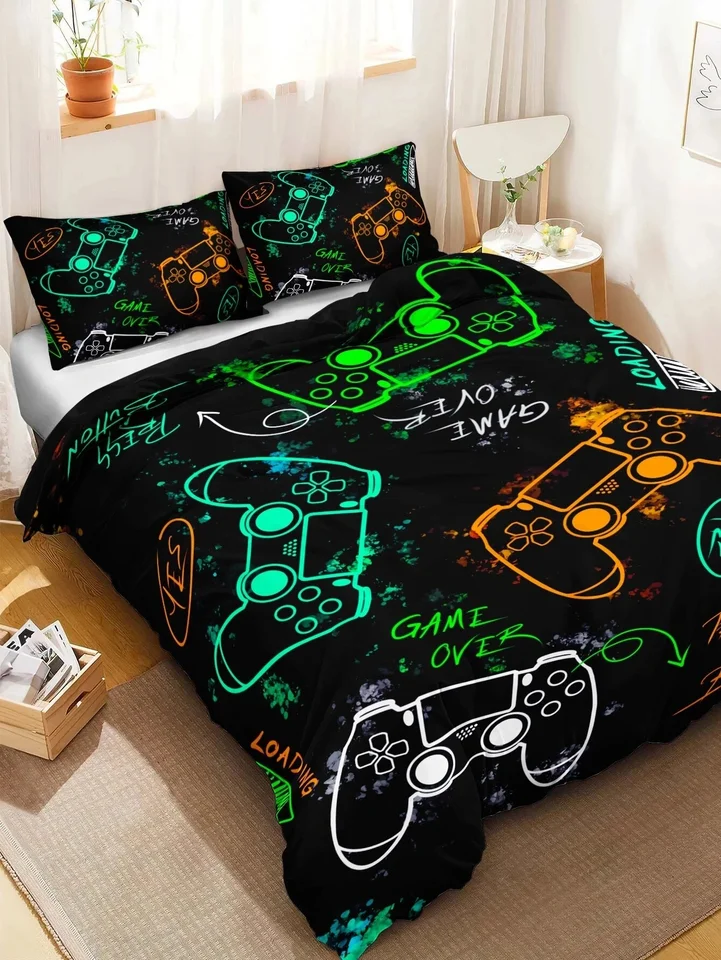 Sady posteľnej bielizne pre chlapcov pre herné herné obaly sada videohier Queen Video Games Cover, PlayStation Designs Bed Set pre Teen Boys