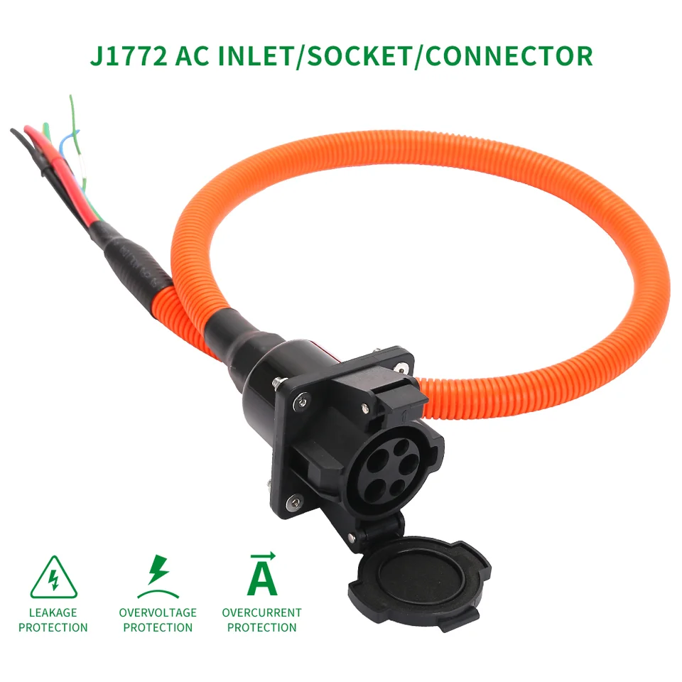 SAE J1772 Štandard 16A 32A 50A EVSE TYPU 1 zásuvka s 1m káblom AC Inlet EV nabíjacie výstup